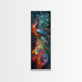 Ethereal Peacock Art Framed Canvas Print, Rustic Decor Accent Ideal for Moody Art and  Home Décor, Vibrant Bird Art