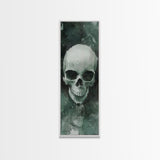 Minimalist Skull Canvas Print in Dark Green Tones, Wabi Sabi Art with Rustic Decor Style, Perfect for Unique Wall Art Accent