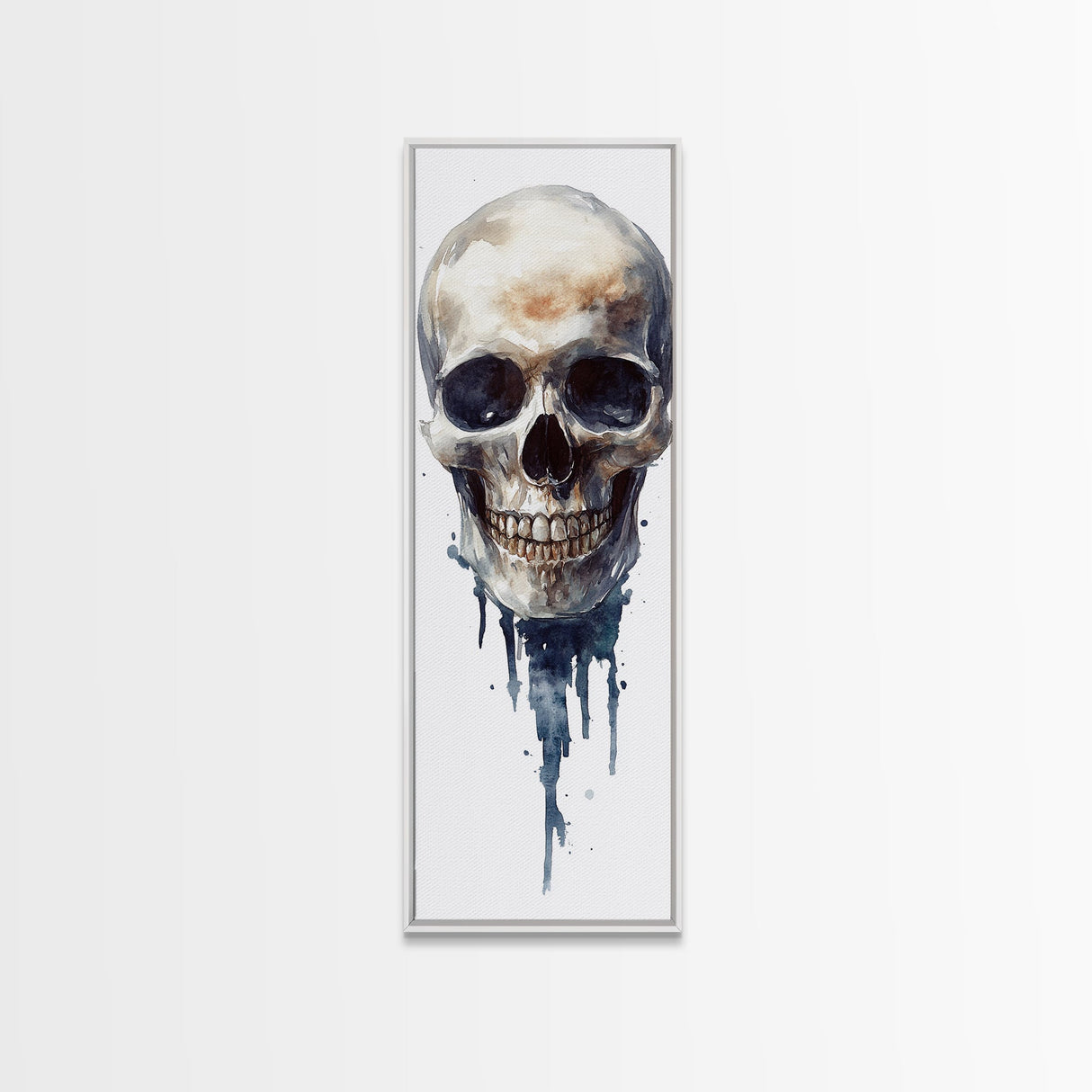 Framed Canvas Print Skull Art for Gothic Decor, Moody Halloween Wall Art, Original Skull Artwork, Living Room Art, Gift Idea for Him