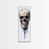 Framed Canvas Print Skull Art for Gothic Decor, Moody Halloween Wall Art, Original Skull Artwork, Living Room Art, Gift Idea for Him