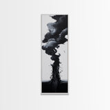 Smoke Abstract Art Canvas Print Black White Contemporary Modern Home Decor Moody Wall Art Vertical Long Narrow Artwork