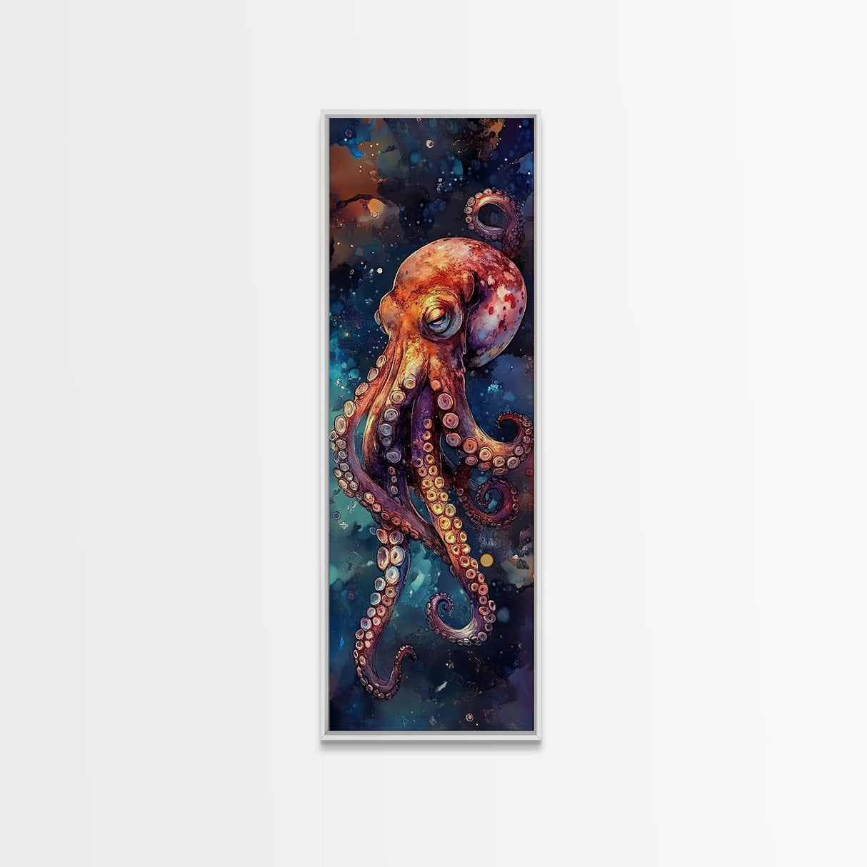 Mesmerizing Octopus Art Framed Canvas Print Vibrant Underwater Decor Nautical Wall Art Whimsical Sea Creature Marine Life Artwork
