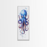 Blue Octopus Art Framed Canvas Print Vibrant Marine Life Decor Whimsical Coastal Nautical Artwork Living Room Statement Piece