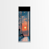 Serene Sunset Reflection Framed Canvas Print Moody Art Bedroom or Living Room Coastal Decor Horizontal Wall Painting Piece