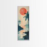 Tropical Sunset Coastal Landscape Framed Canvas Print | Nautical Wall Art | Coastal Painting | Nautical Decor | Gift Idea Her | Vertical Art
