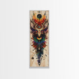 Enchanted Deer Canvas Print Featuring Sacred Geometry, Vibrant Color Palette, Boho Art And Ideal Living Room Rustic Wall Decor