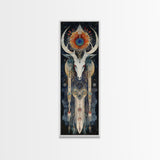 Dreamcatcher Deer Canvas Print Featuring Boho Sacred Geometry Art, Native Inspired Dark Angels Wall Art Ideal For Gift Idea