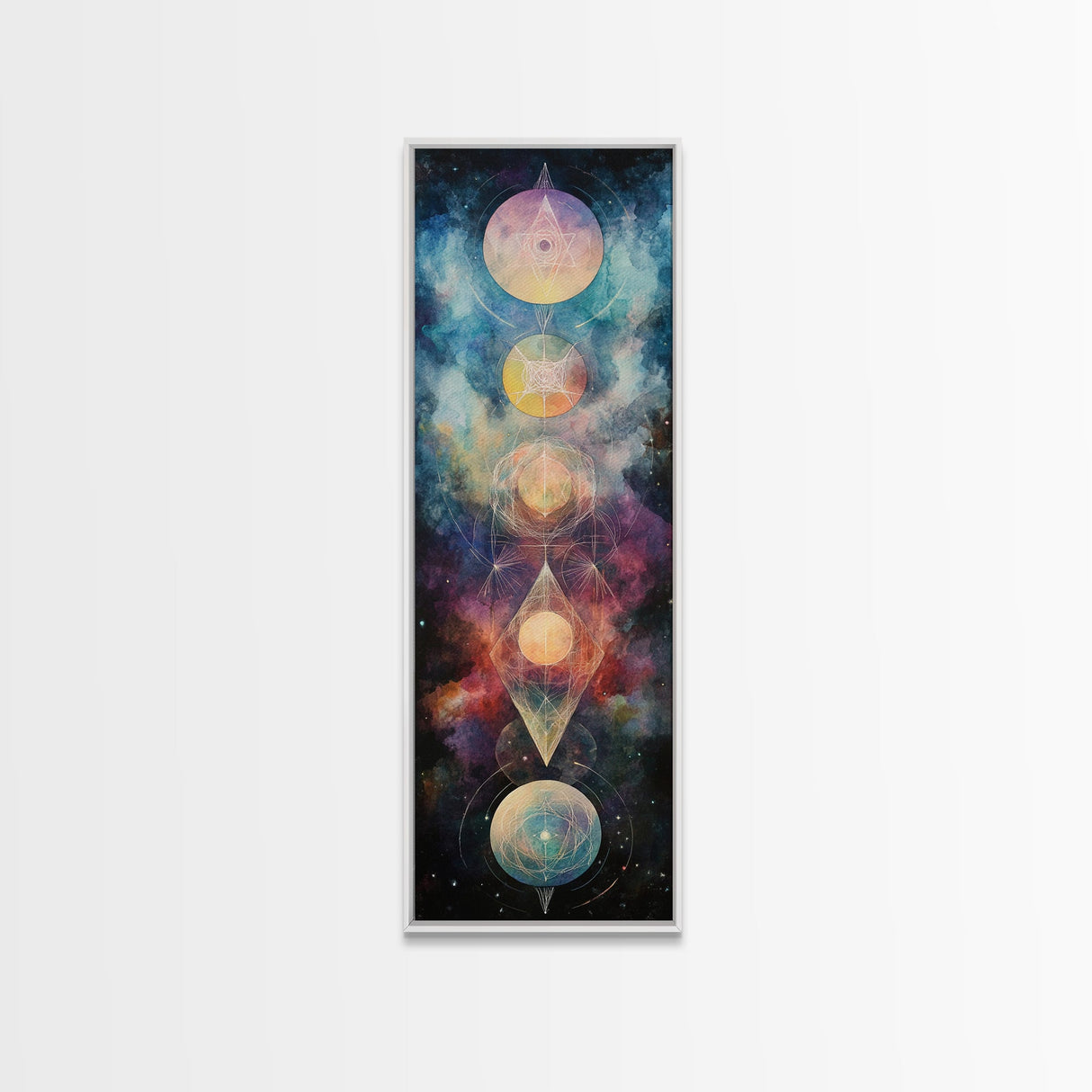 Galactic Chakra Canvas Print With Sacred Geometry Art, Wabi Sabi Inspired, And Therapy Art For Bedroom Or Meditation Spaces