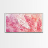Light Feather Abstract Canvas Print, Pink and Peach Minimalist Art, Cozy Home Wall Decor, Soft Whimsical Style Living Room Artwork