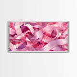 Pink Ribbons Canvas Print | Abstract Art | Light Pink Wall Art | Whimsical Minimalist Decor | Feminine Bedroom Canvas Print