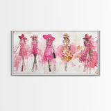 Fashion Sketch Canvas Print Pink Wall Art Whimsical Decor Fashionista Gift Idea Artistic Living Room Accent Modern Feminine Aesthetic