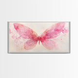 Pink Butterfly Canvas Print Whimsical Art Light Pink Wall Art Angel Art Prints Above Bed Wall Art Bedroom Decor Gift Idea