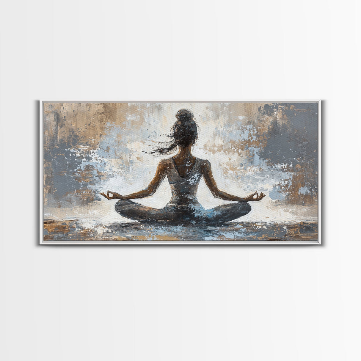 Yoga Pose Canvas Print Zen Abstract Meditation Wall Art Neutral Living Room Modern Therapy Art Gift Idea Unique Minimalist Decor