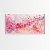 Vibrant Cherry Blossom Canvas Print | Pink Orange Wall Art | Spring Inspired Artwork | Living Room Above Sofa Decor | Horizontal Art