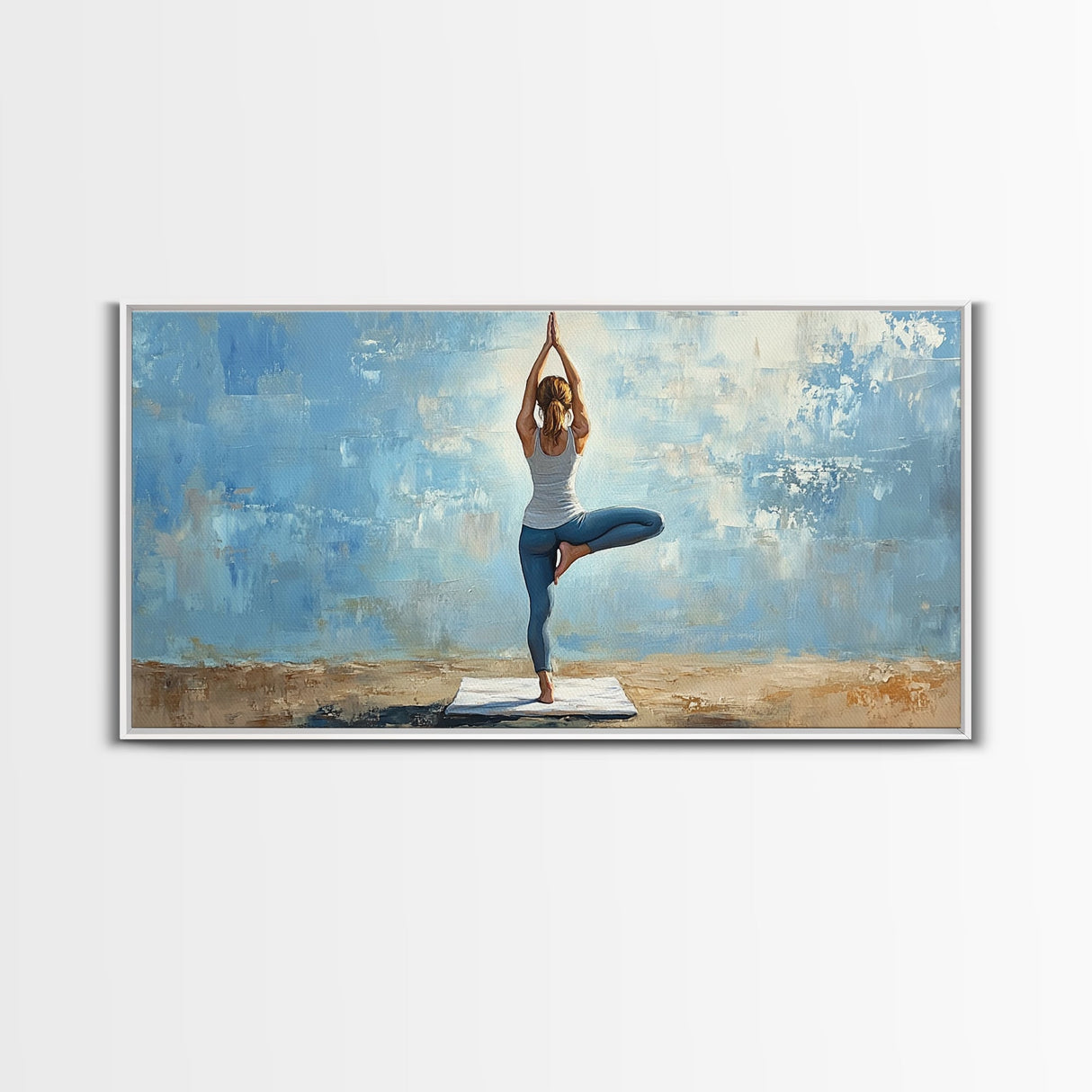Yoga Tree Pose Canvas Print Zen Serenity Wall Art Minimalist Living Room Neutral Modern Home Decor Therapy Art Unique Gift Idea