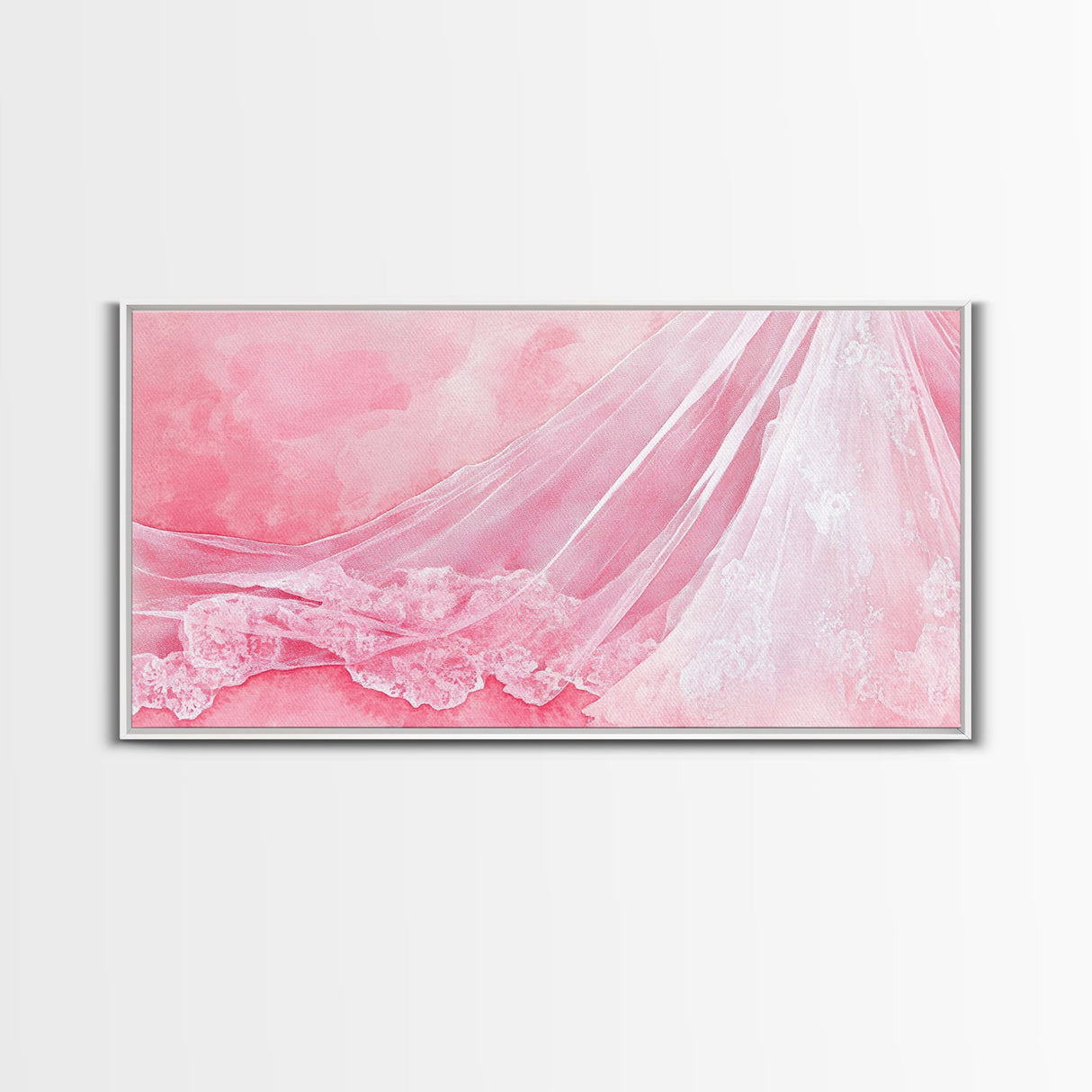 Wedding Veil Pink Abstract Art Canvas Print, Light Pink Wabi Sabi Art Wall Decor, Romantic Bedroom Art Unique Gift Idea