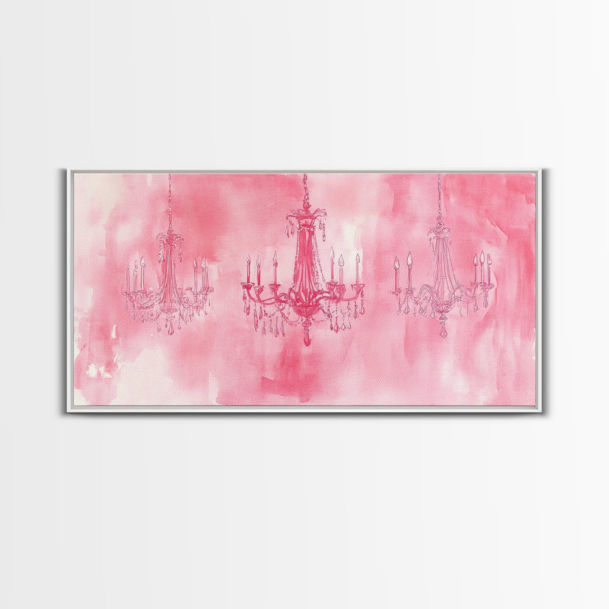 Vintage Chandelier Canvas Print in Soft Pink, Elegant Rustic Wall Art with Wabi Sabi Aesthetic, Perfect Guest Room or Living Room Art