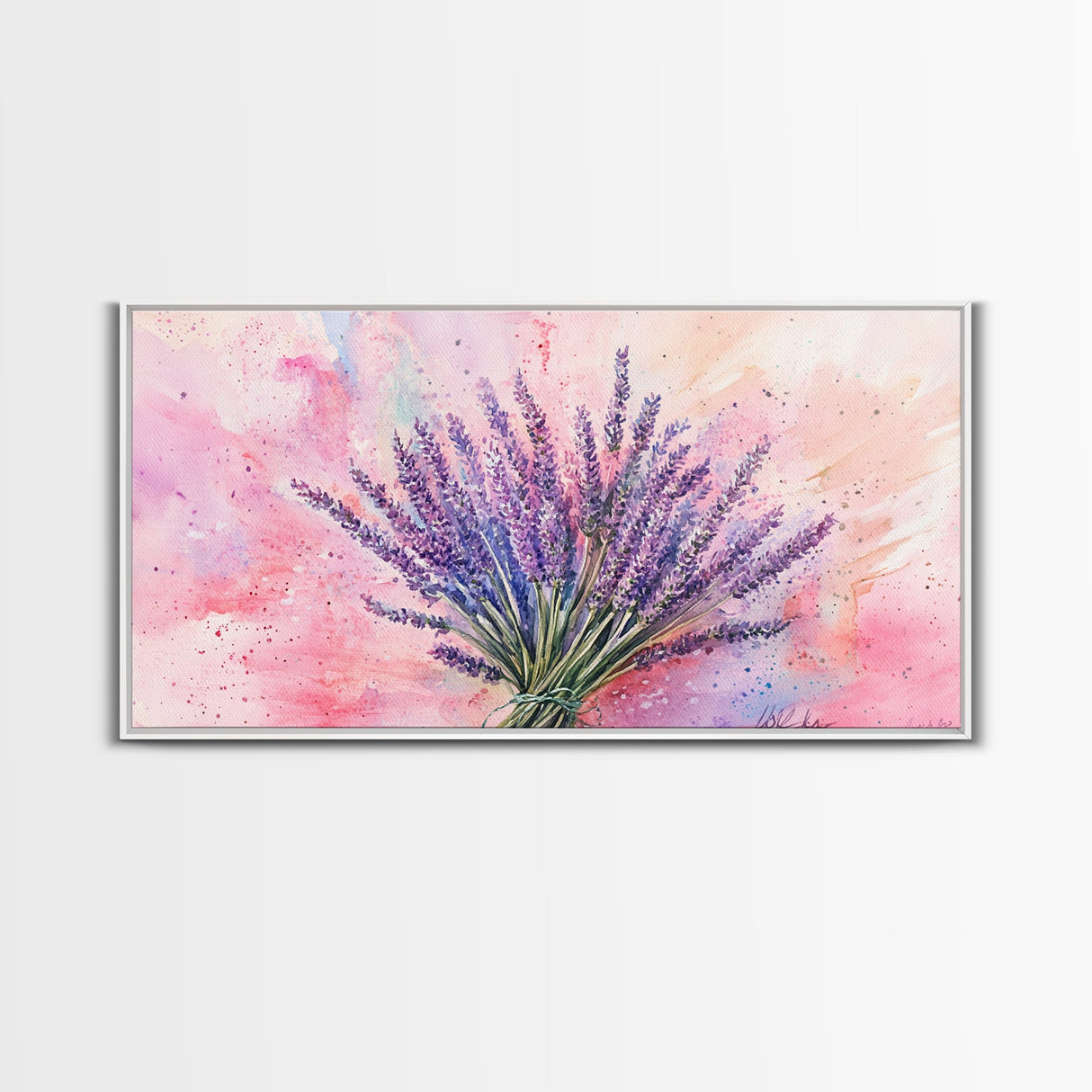 Lavender Bouquet Canvas Print, Purple and Pink Wall Art, Rustic Farmhouse Art, Botanical Painting, Above Bed or Guest Room Decor