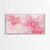 Intricate Lace Pattern Framed Canvas Print, Sacred Geometry Art, Light Pink Abstract Wall Art, Feminine and Minimalist Home Decor