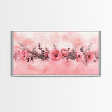 Floral Garland Canvas Print California Poppy Art Horizontal Wall Art Rustic Decor Farmhouse Style Wildflower Painting Gift Idea