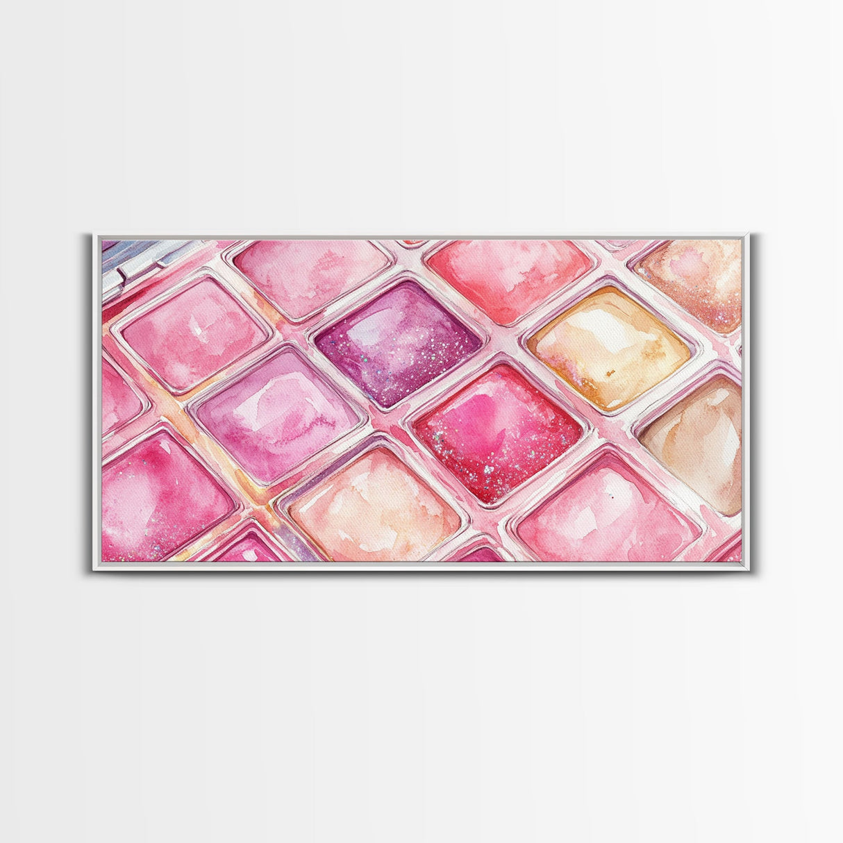 Shimmery Pink Palette Canvas Print Minimalist Makeup Art Light Pink Wall Art Dorm Room or Beauty Studio Aesthetic Gift Idea