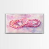Pink Beaded Necklace Canvas Print | Romantic Jewelry Wall Art | Feminine Framed Canvas Print | Gift Idea for Her | Light Pink Decor