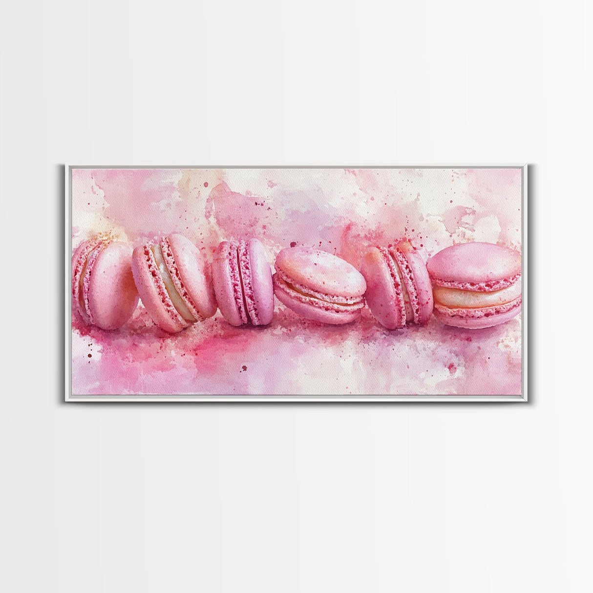 Pink Macarons Canvas Print | Whimsical Art, Food Review Kitchen Art, Light Pink Wall Art, Rustic Decor, Kitchen Wall Art, Dining Room Decor