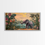 Exotic Jungle Elephant Canvas Print Rustic Botanical Decor Moody Art Wildlife Art Living Room Wall Art Gift Idea