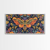 Mystical Butterfly Mandala Framed Canvas Print, Whimsical Art Decor, Colorful Bohemian Wall Art, Sacred Geometry, Dreamy Bedroom Art
