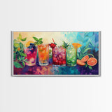 Refreshing Summer Drinks Canvas Print, Vibrant Foodie Kitchen Art, Colorful Beverage Wall Art, Dining Room Decor, Cocktail Party Art