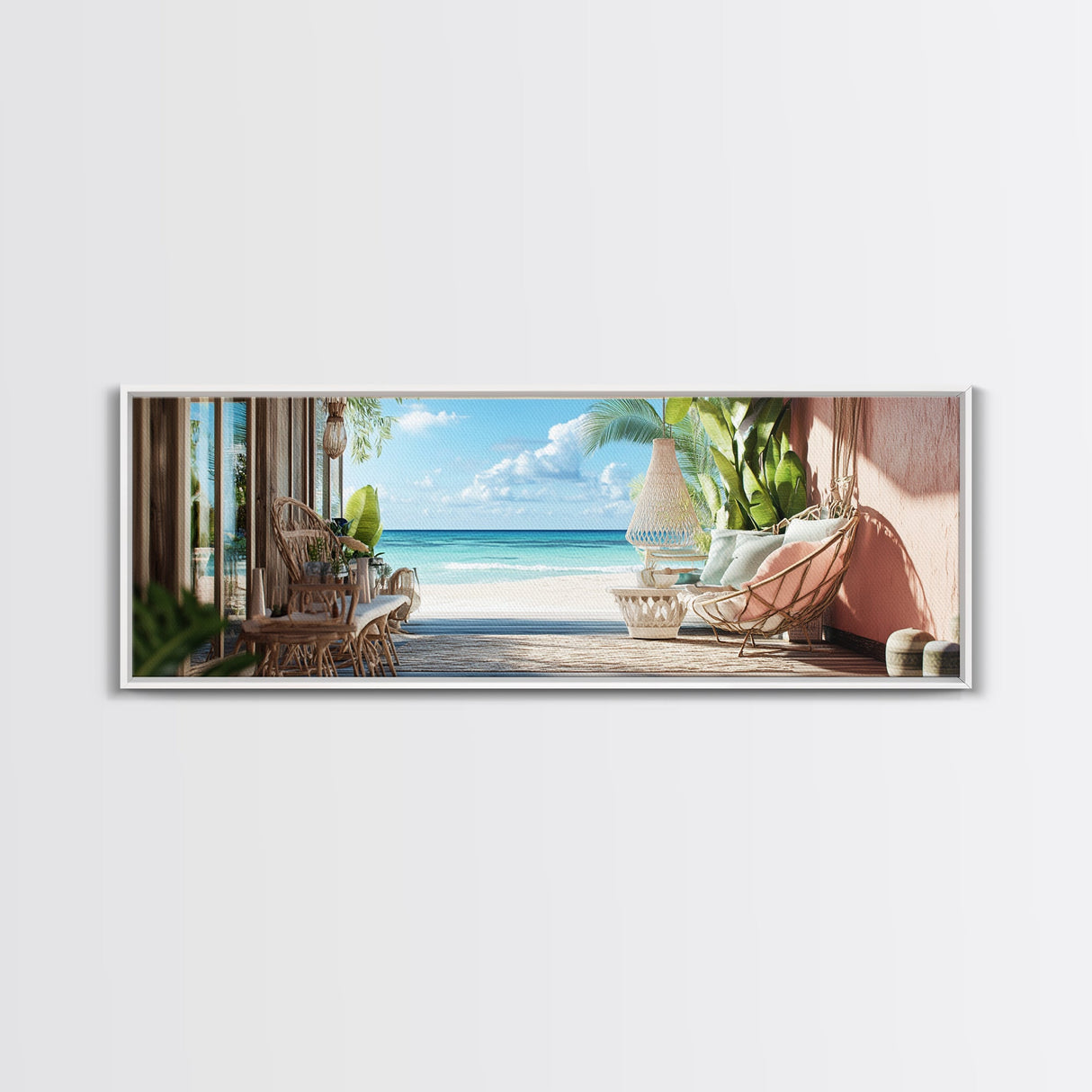 Oceanic Retreat Canvas Print Coastal Decor Nautical Seascape Painting Minimalist Zen Wall Art Relaxing Bedroom Horizontal Artwork