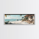 Tropical Beach Framed Canvas Print Coastal Landscape Art Nautical Decor Relaxing Living Room Wall Art Panoramic Seascape Painting