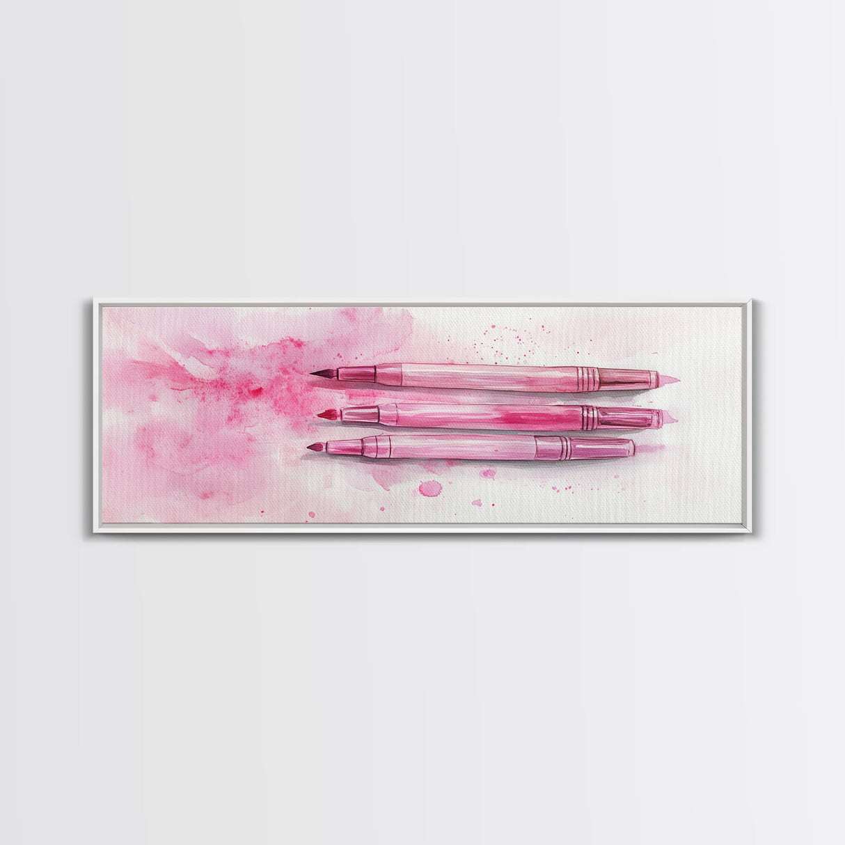 Pink Brushes Art Canvas Print with Geometric Design, Light Pink Wall Art Perfect Above Sofa or Dorm Room, Wabi Sabi Inspired Decor