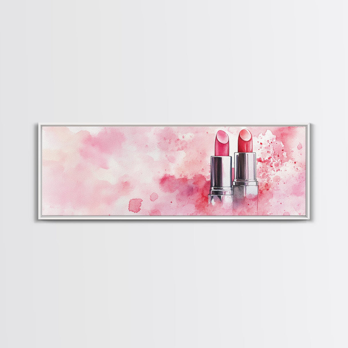 Pink Lipstick Art Canvas Print, Light Pink Wall Art, Feminine Abstract Painting, Modern Home Decor Piece for Bedroom or Bathroom