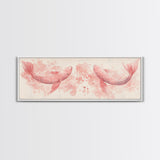 Koi Fish Canvas Print Light Pink Wall Art Whimsical Art Bedroom Decor Living Room Art Cottagecore Aesthetic Horizontal Wall Art