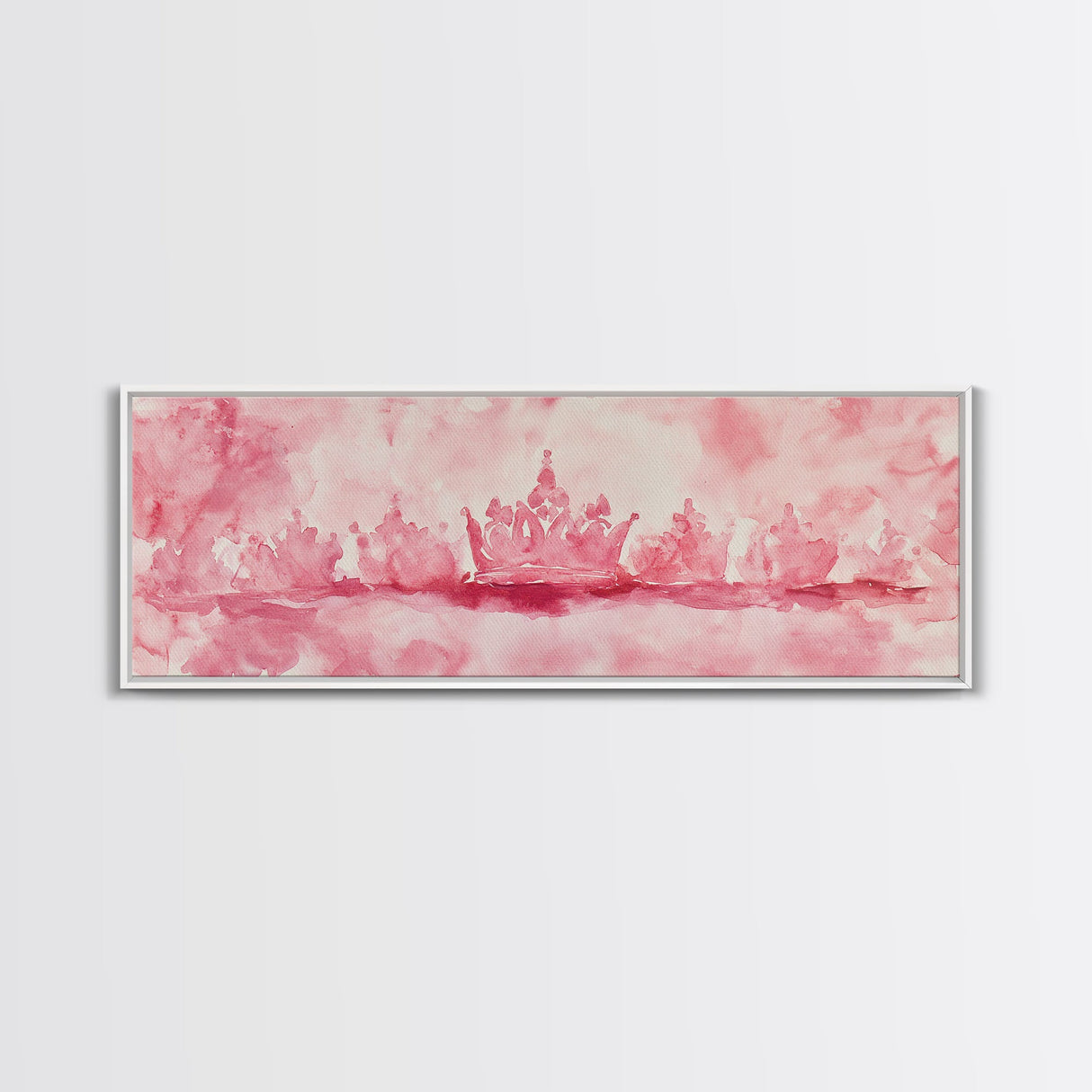 Pink Crown Canvas Print Minimalist Art Abstract Pink Wall Art Light Pink Bedroom Decor Princess Aesthetic Whimsical Art Wall Art