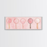 Minimalist Mirrors Framed Canvas Print Light Pink Wall Art Geometric Art Whimsical Art Modern Bedroom Decor Skinny Wall Art