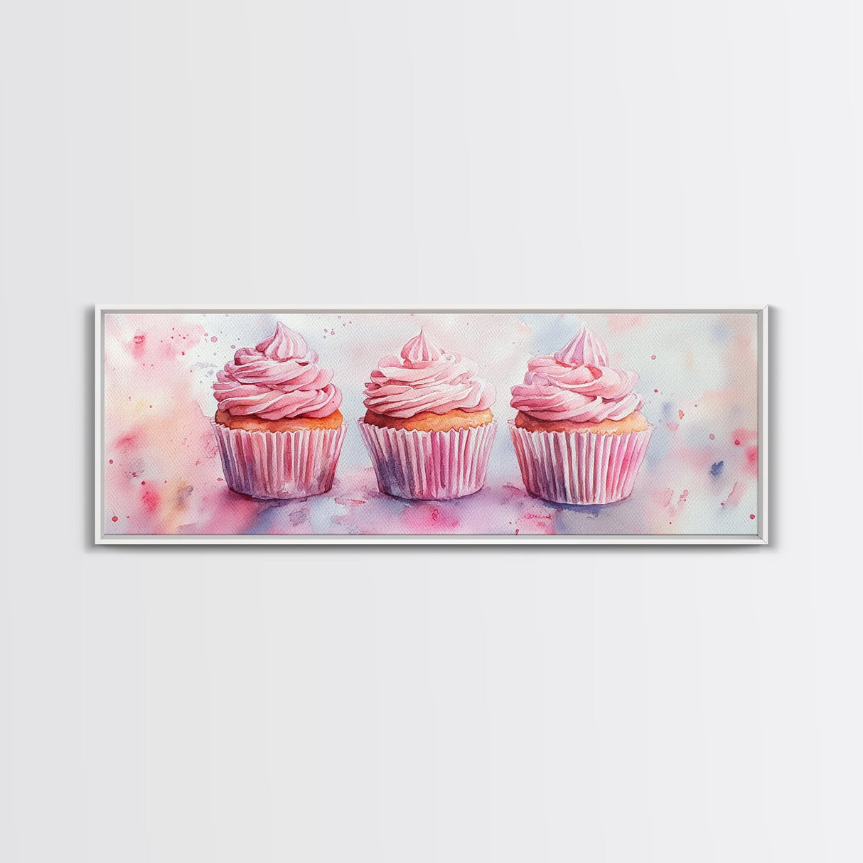 Elegant Cupcakes Canvas Print Horizontal Wall Art Wabi Sabi Art Pink Wall Kitchen Decor Minimalist Bakery Prints