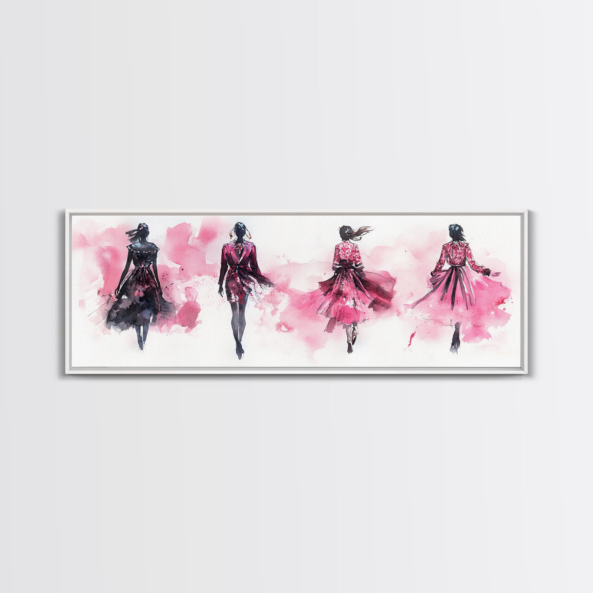 Fashion Silhouette Canvas Print Whimsical Art Pink Abstract Wall Art Minimalist Women’s Fashion Wall Art Bedroom Art Decor