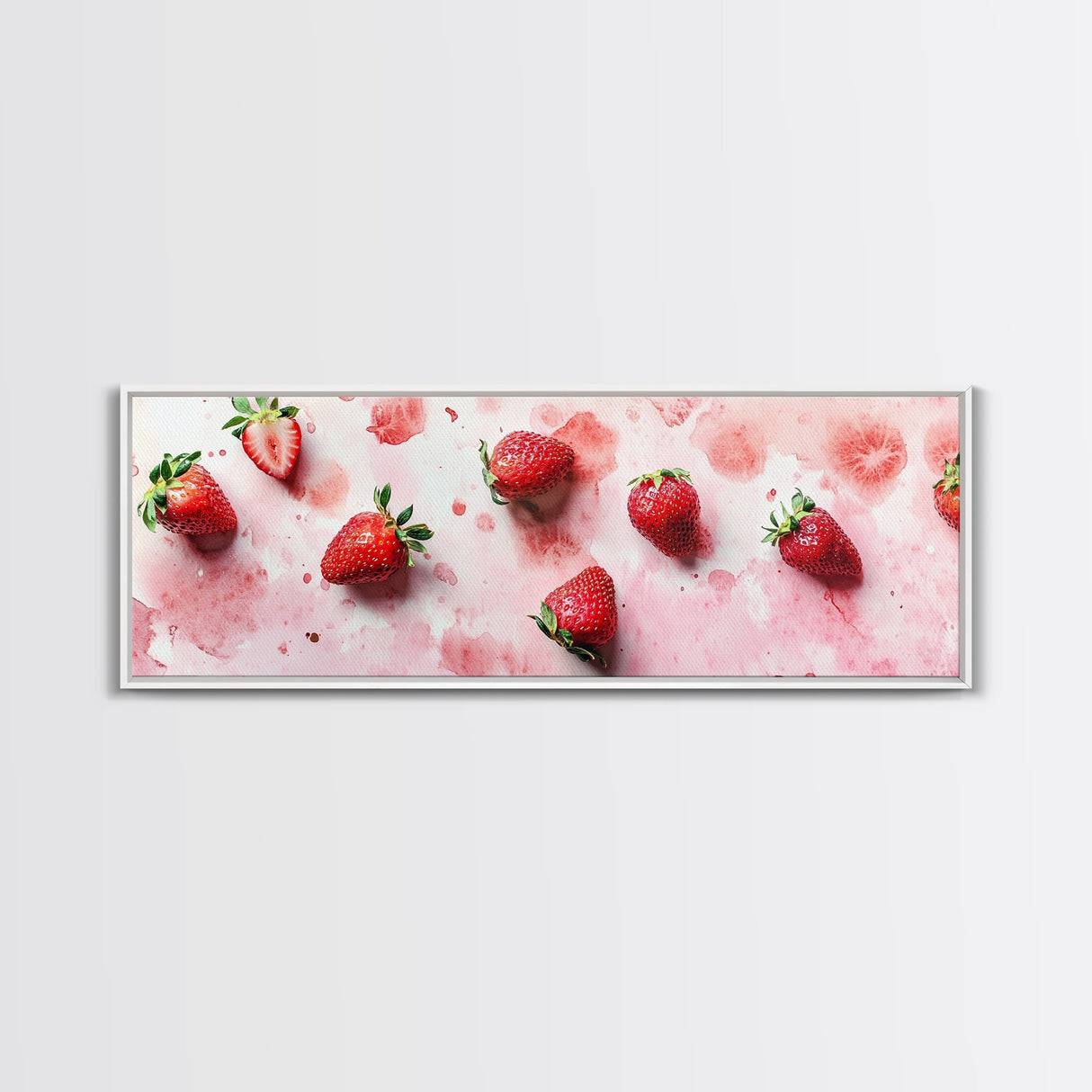 Strawberry Fruit Kitchen Art Framed Canvas Print Rustic Decor Horizontal Wall Art Living Room Art Whimsical Botanical Prints