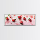 Strawberry Fruit Kitchen Art Framed Canvas Print Rustic Decor Horizontal Wall Art Living Room Art Whimsical Botanical Prints