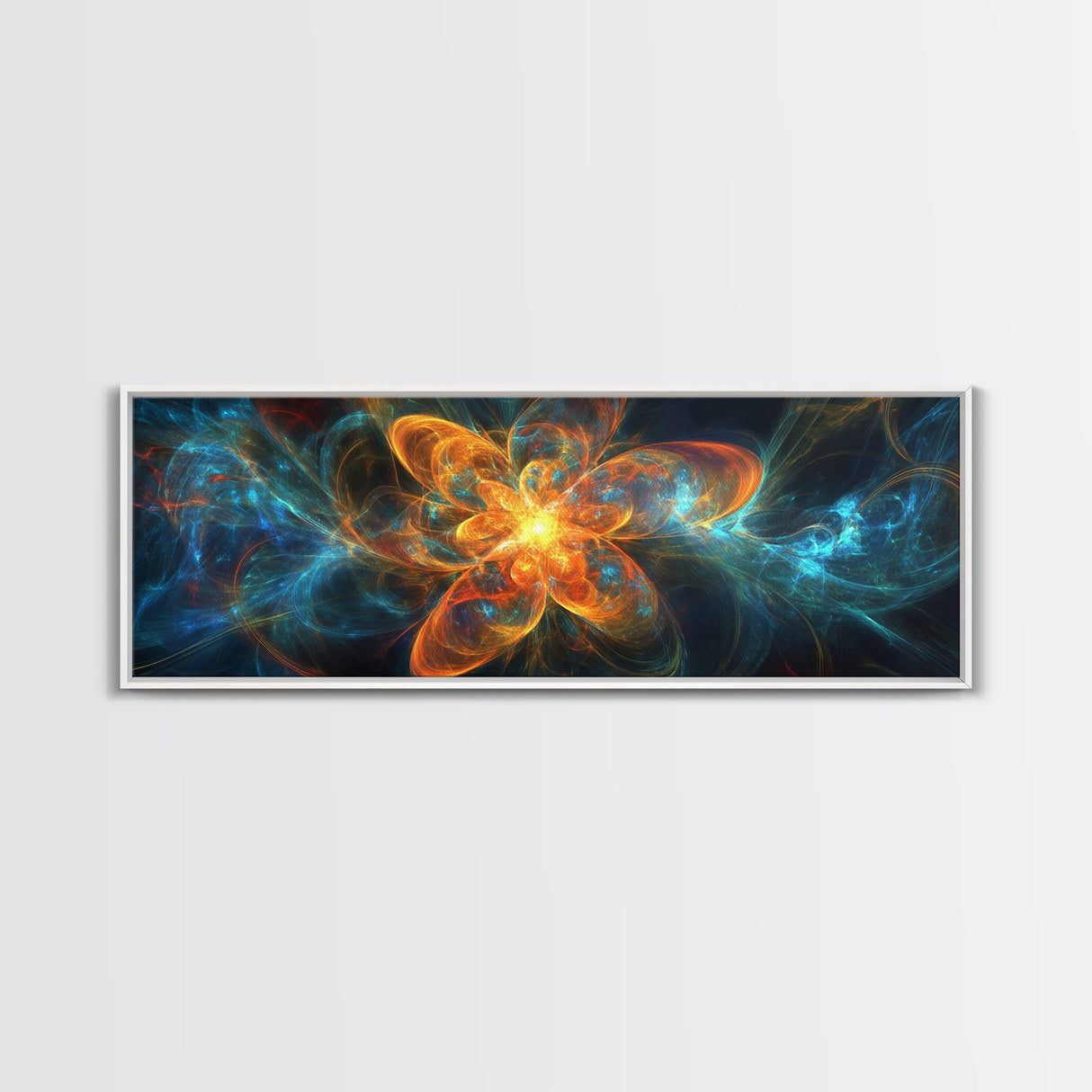 Fiery Blossom Framed Canvas Print Blossom Painting Artwork Nature-Inspired Wall Art Living Room Horizontal Decor