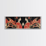 Elegant Geisha Framed Canvas Print Chinoiserie Art Nouveau Print Japanese Zen Art Gift Idea for Her Bedroom Living Room Wall Decor