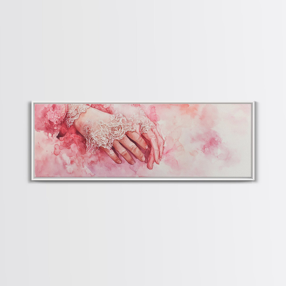 Elegant Lace Hands Canvas Print Feminine Glam Art Light Pink Wall Art Romantic Home Decor Vertical Artwork Gift Idea For Her