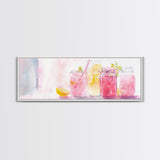 Lemonade Jar Canvas Print, Food Review Kitchen Art, Rustic Farmhouse Decor, Whimsical Light Pink Wall Art, Kitchen or Dining Room Gift