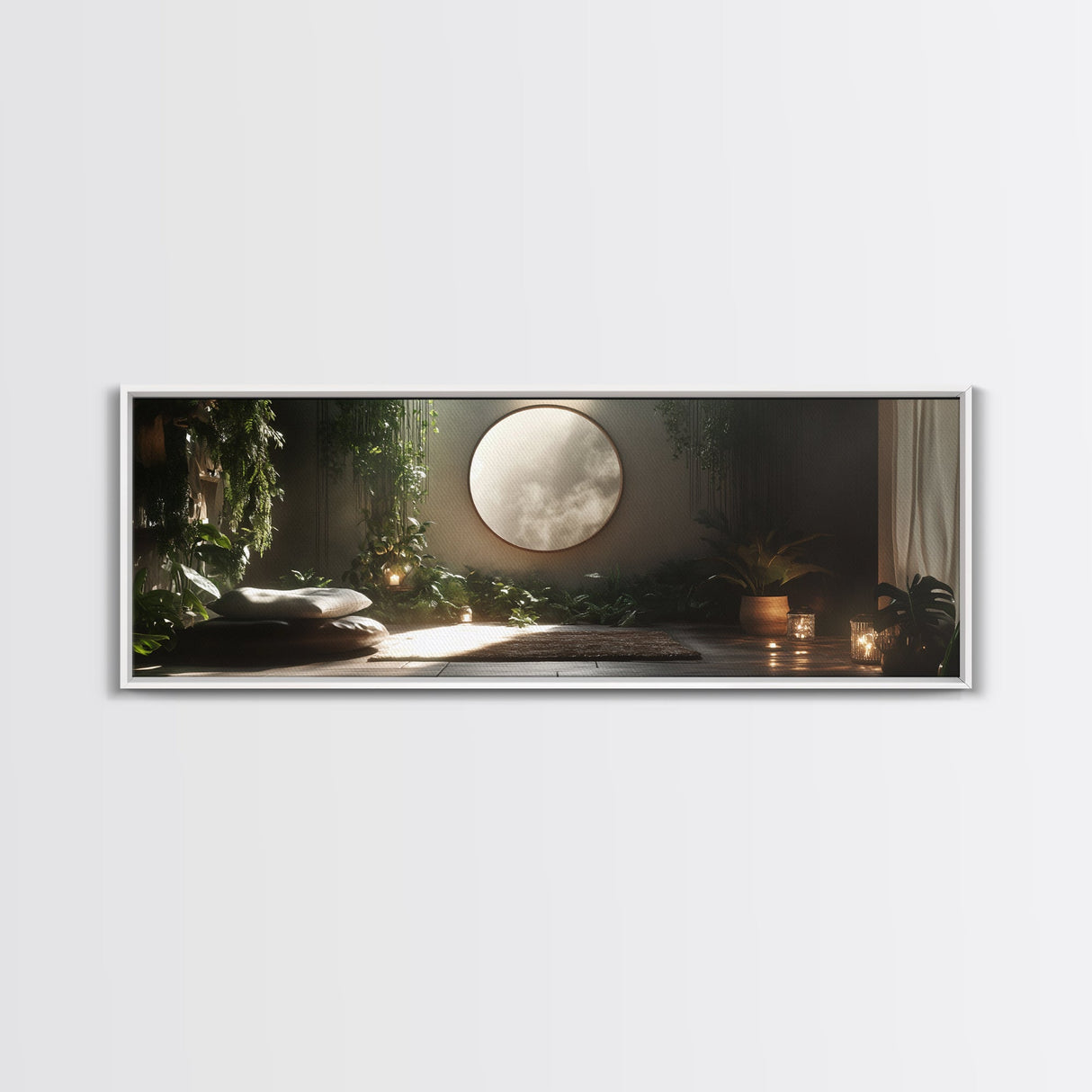 Zen Canvas Print Minimalist Indoor Jungle Art Peaceful Boho Decor Relaxing Yoga Art Bedroom Wall Art Nature Inspired