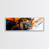 Vibrant Lion Abstract Framed Canvas Print, Lion Wall Art, Colorful Painting, Rustic Wall Art, Gift Idea, Above Couch Art, Living Room Decor