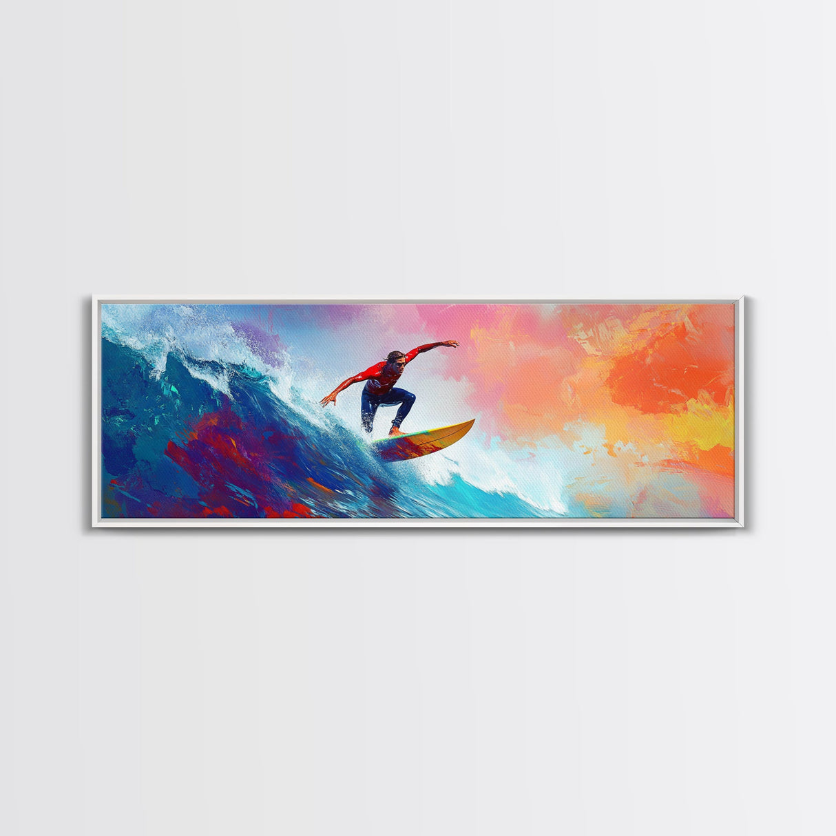 Coastal Canvas Print of Abstract Surf Wall Art with Bright Blue Waves, Nautical Painting, Coastal Cowgirl Wall Art, Gift Idea