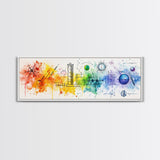 Vibrant Canvas Print of Colorful Science Art with Abstract Chemistry Diagrams, Therapy Art, Brain Art, Guest Room Art, Extra Wide Art
