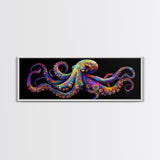 Vibrant Octopus Art Canvas Print Coastal Decor Nautical Wall Art Gift Idea Underwater Ocean Life Abstract Extra Wide Horizontal